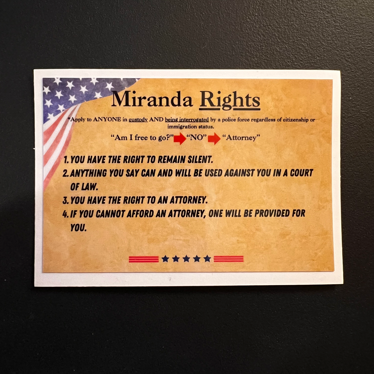 Miranda Rights Sticker